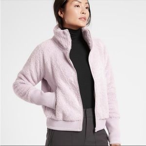 Athleta Tugga Sherpa Fuzzy Soft Jacket Front Zip Lilac Purple XS